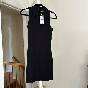 Mango tennis collar mini dress in black